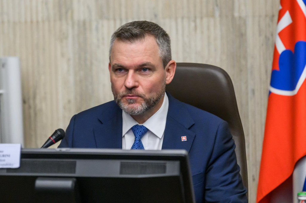 Prezident Peter Pellegrini počas mimoriadneho zasadnutia bezpečnostnej rady. FOTO: TASR/Jaroslav Nov&aacute;k