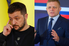 Volodymyr Zelenskyj a Robert Fico. FOTO: TASR