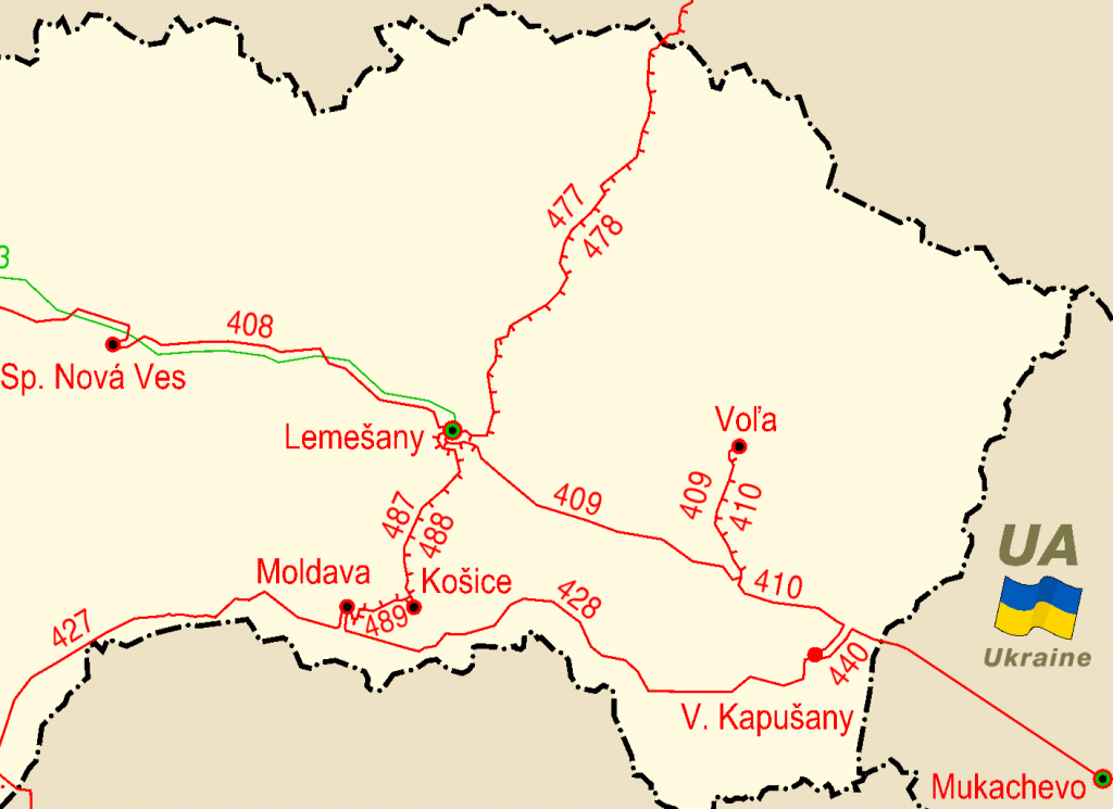 Mapa ukazuje, ako je Slovensko prepojené s Ukrajinou.

FOTO: Seps
