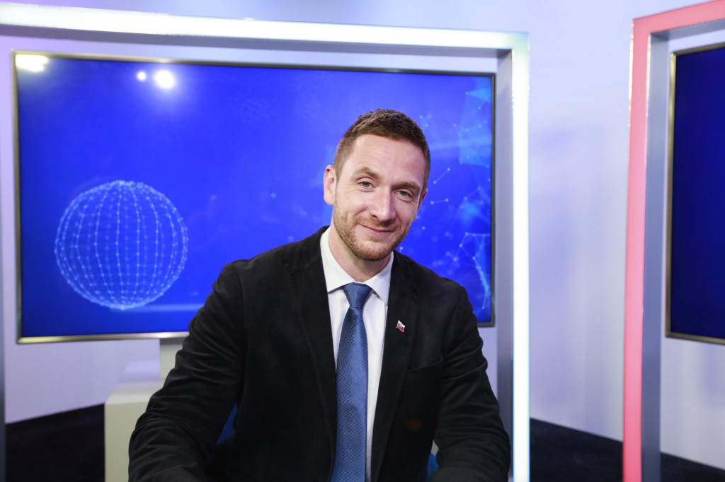 Na snímke europoslanec a šéf hnutia Republika Milan Uhrík. FOTO: Miroslav Gruber