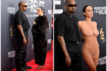 Kanye West a nahá Bianca Censori na Grammy 2025.