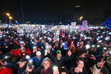 Protivládne zhromaždenie Slovensko je Európa na Námestí Slobody v Bratislave. FOTO: TASR/Jaroslav Novák