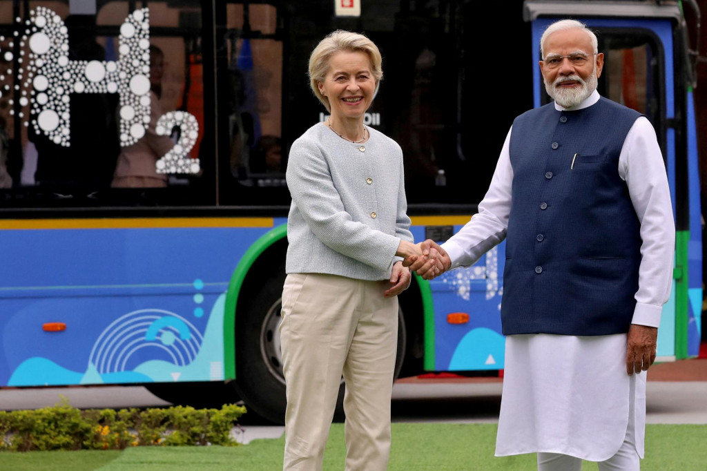 Predsedníčka Európskej komisie Ursula von der Leyenová a indický premiér Naréndra Módí. FOTO: Reuters