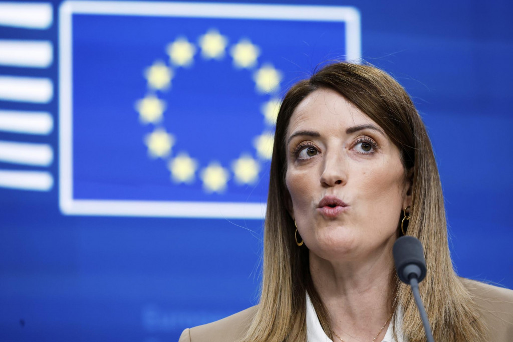 Na snímke predsedníčka Európskeho parlamentu Roberta Metsolová. FOTO: TASR/AP