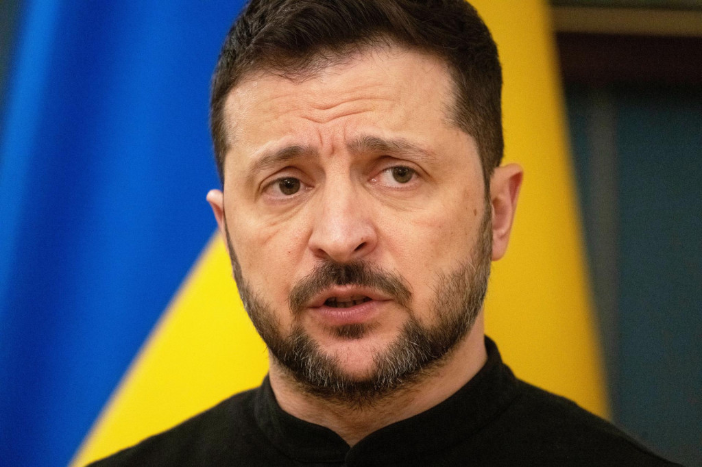 Ukrajinský prezident Volodymyr Zelenskyj počas brífingu v Kyjeve v utorok 25. marca 2025. FOTO TASR/AP
