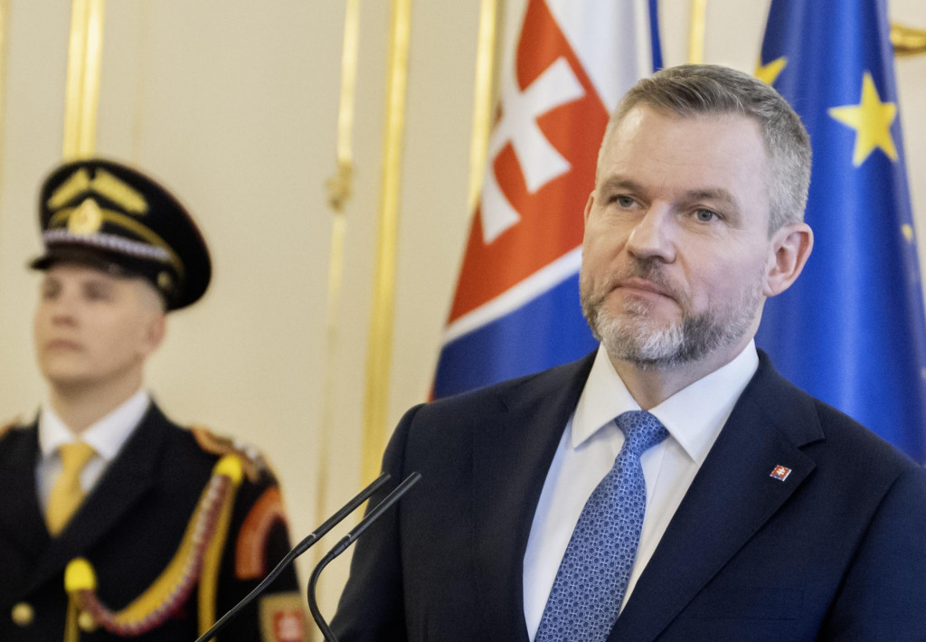 Na snímke prezident SR Peter Pellegrini poveril vedúcich diplomatických misií 18. marca 2025 v Bratislave. FOTO TASR - Martin Baumann