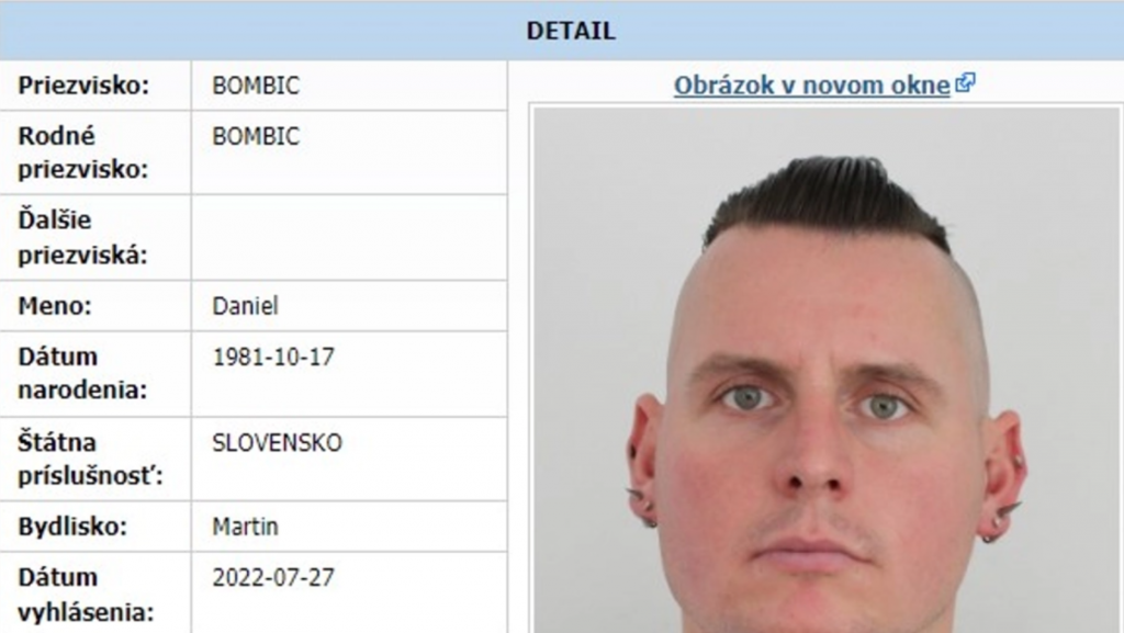 Na extrémistu Daniela Bombica vydala počas jeho pobytu v Británii polícia zatykač.

FOTO: Ministerstvo vnútra SR
