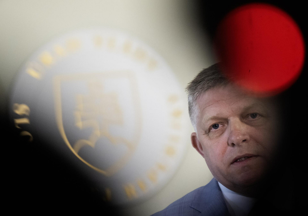 Na snímke premiér SR Robert Fico (Smer-SD) počas tlačovej konferencie po skončení rokovania 86. schôdze vlády SR 23. apríla 2025 v Bratislave. FOTO TASR