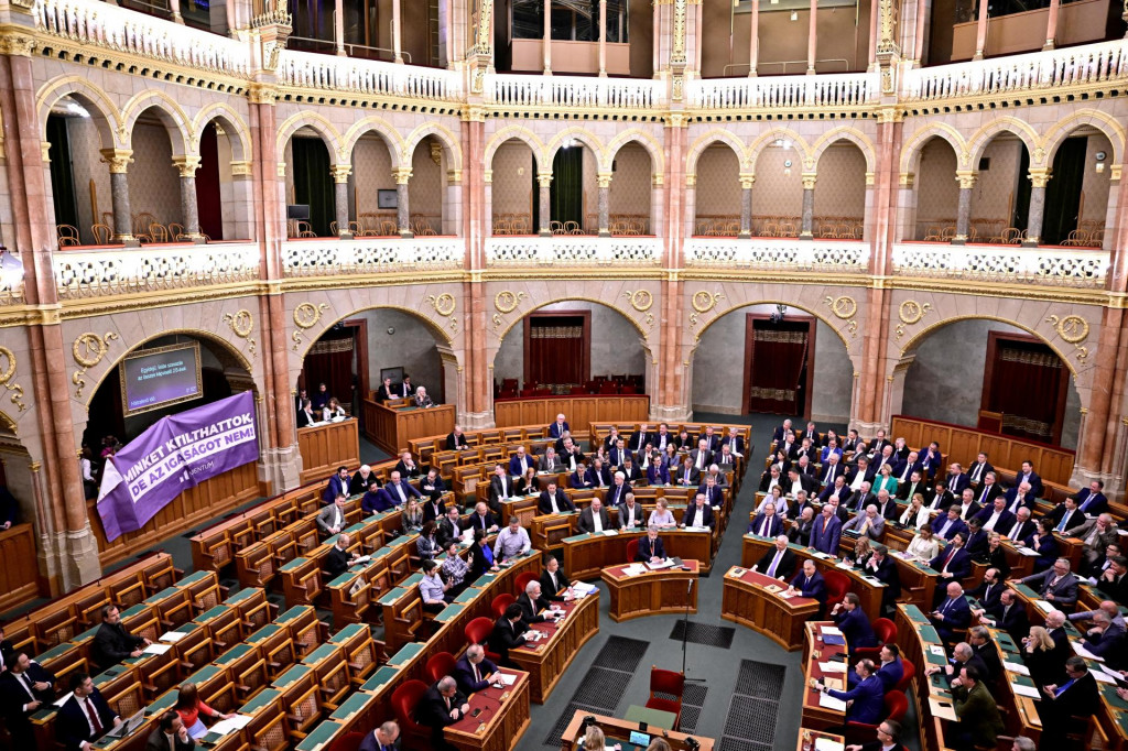 Maďarský parlament počas hlasovania o ústavných zmenách zameraných na komunitu LGBTI+. FOTO: Reuters