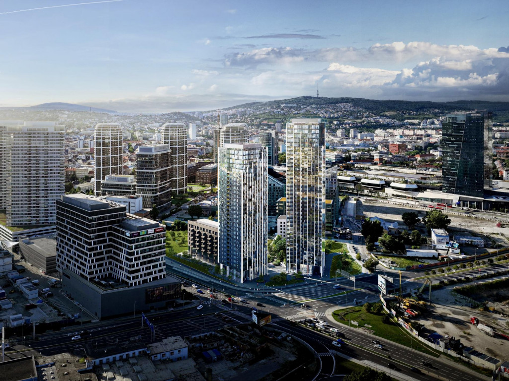 Vizualizácia Portum Towers v bratislavskom downtowne.

FOTO: Top Estates Group