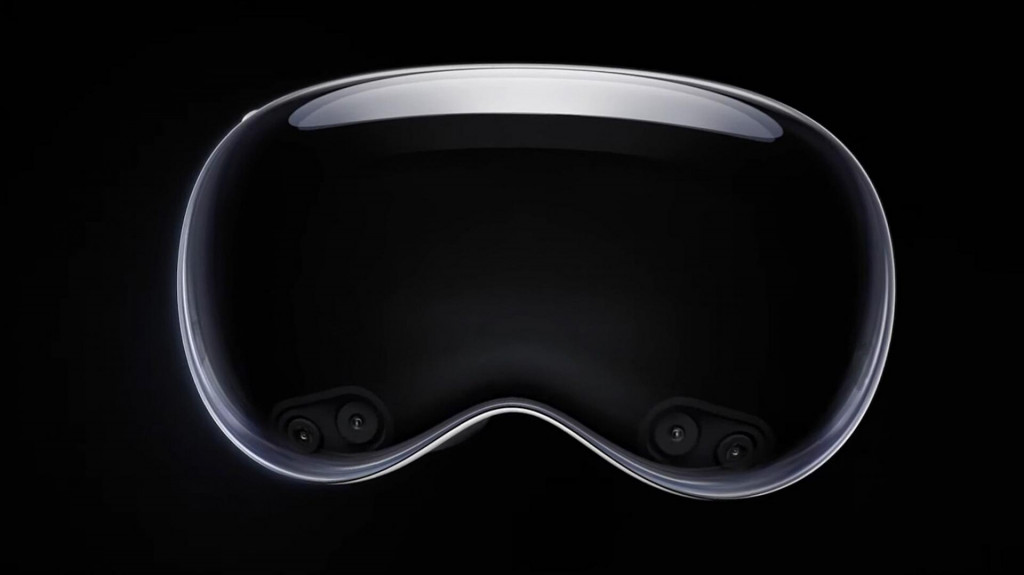 Predná strana okuliarov Apple Vision Pro.