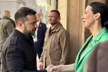 Ukrajinský prezident Volodymyr Zelenskyj a predsedníčka Poslaneckej snemovne českého parlamentu Markéta Pekarová Adamová. FOTO: X/Markéta Pekarová Adamová