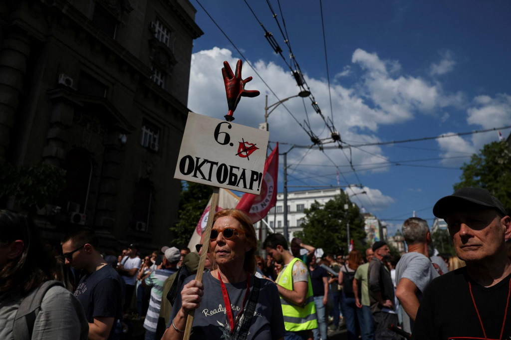 Protest v Belehrade. FOTO: Reuters