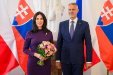 Predseda Národnej rady Richard Raši (Hlas-SD) a predsedníčka Poslaneckej snemovne Parlamentu ČR Markéta Pekarová Adamová. FOTO: TASR/Jaroslav Novák
