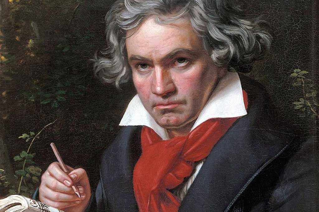 Hudobný skladateľ Ludwig van Beethoven (1770 – 1827) na portréte Josepha Karla Stielera z roku 1820.