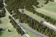Východný portál tunela Branisko so stabilizačným opatrením, takzvanou galériou. FOTO: NDS, Tarosi