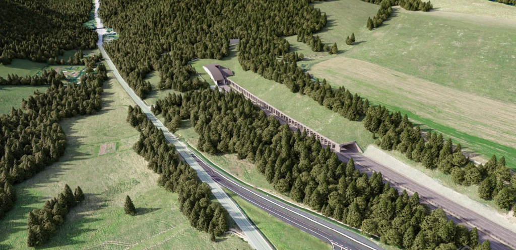 Východný portál tunela Branisko so stabilizačným opatrením, takzvanou galériou. FOTO: NDS, Tarosi