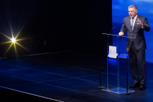 Na snímke premiér Robert Fico počas podujatia Stačilo nenávisti, ktoré sa uskutočnilo vo štvrtok 15. mája 2025 v Handlovej. FOTO: TASR/D. Stehlík