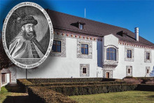 Sobášny palác v Bytči, ktorý dal na začiatku 17. storočia postaviť uhorský palatín Juraj Thurzo (vľavo hore, na dobovej rytine).