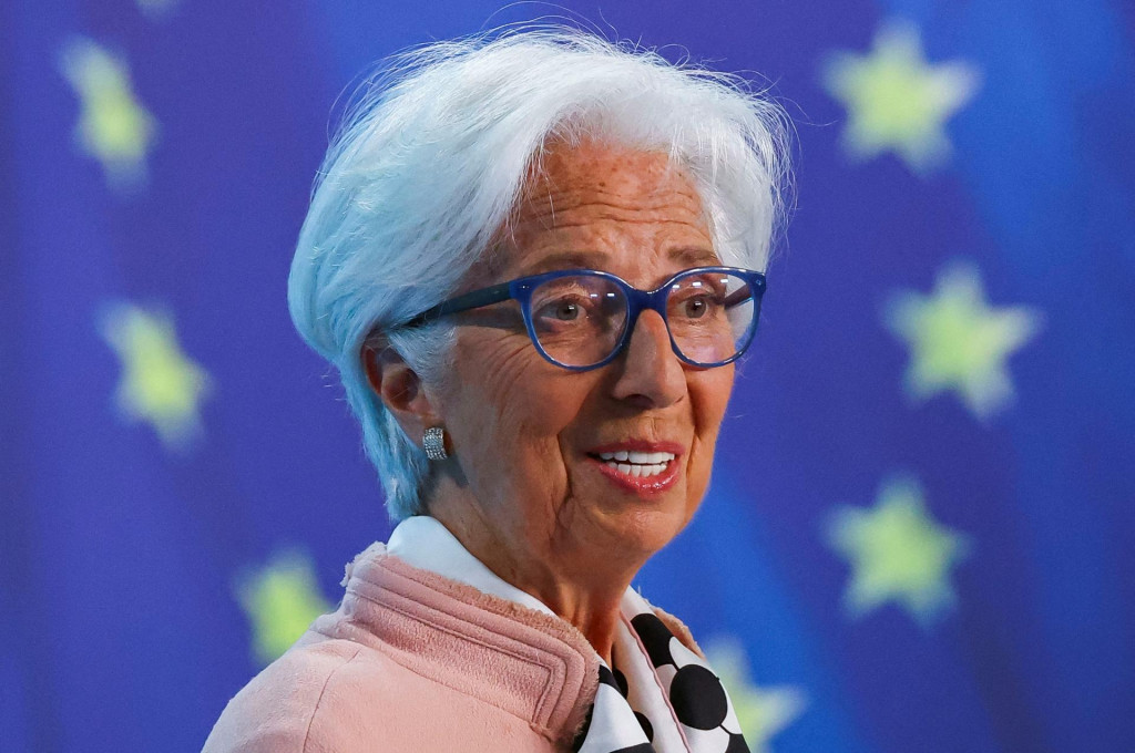 Prezidentka Európskej centrálnej banky (ECB) Christine Lagardeová po zasadnutí Rady guvernérov ECB v sídle ECB vo Frankfurte v Nemecku 17. apríla 2025. FOTO: REUTERS