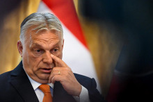 Maďarský premiér Viktor Orbán na tlačovej konferencii so slovenským premiérom Robertom Ficom. FOTO: REUTERS