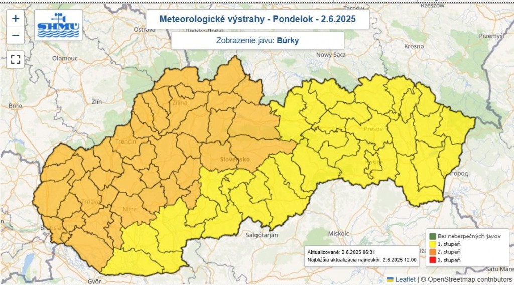 Predpoveď na 2. jún 2025. FOTO: TASR
