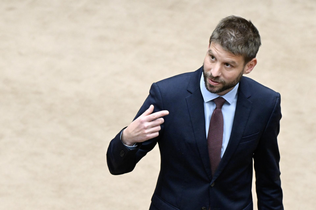 Na snímke predseda strany Progresívne Slovensko Michal Šimečka. FOTO: TASR/Pavel Neubauer