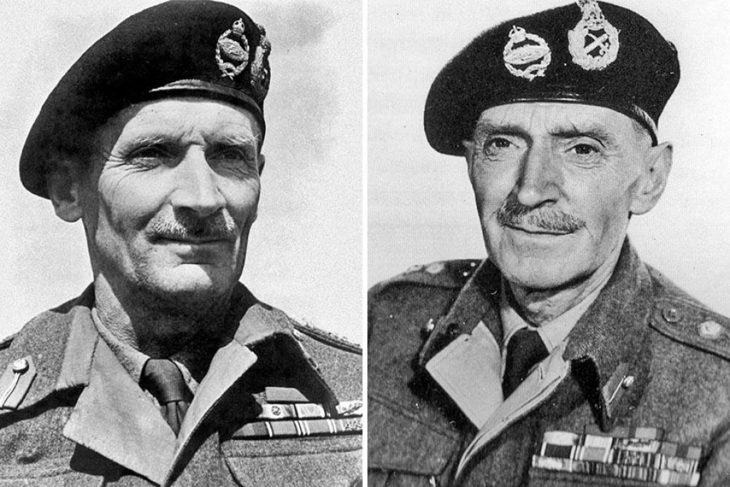 Britský maršal Bernard Montgomery (vľavo) a jeho dvojník Clifton James.