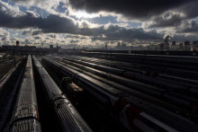 Pohľad ukazuje vagóny Ruských železníc v Moskve. FOTO: Reuters