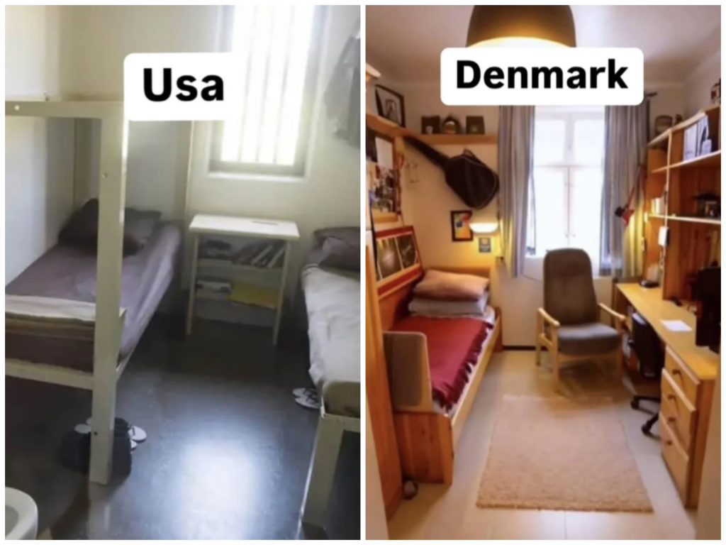 Väzenská cela v USA a v Dánsku.