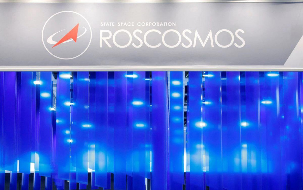 Logo Ruskej federálnej vesmírnej agentúry Roskosmos. FOTO: Reuters
