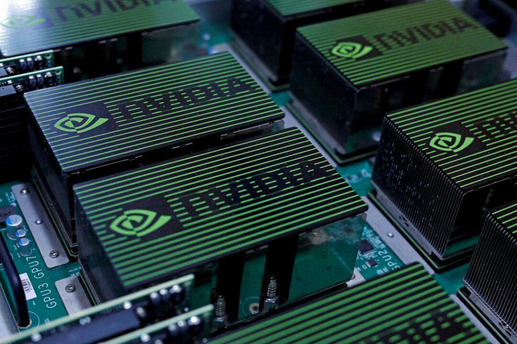 Logo spoločnosti Nvidia Corporation na výročnej počítačovej výstave Computex v Taipei na Taiwane. FOTO: Reuters