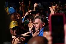 Bývalý brazílsky prezident Jair Bolsonaro sa zúčastňuje demonštrácie na svoju podporu v Sao Paule. FOTO: Reuters