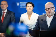 Na snímke zľava prezident Slovenského olympijského a športového výboru Anton Siekel, štátna tajomníčka ministerstva cestovného ruchu a športu Ivana Šufliarská Libiaková a minister cestovného ruchu a športu SR Rudolf Huliak počas tlačovej konferencie na tému Predstavenie národného športového projektu Generácia OLYMP.

FOTO: TASR/ J. Kotian