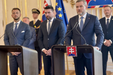 Prezident Peter Pellegrini, minister pôdohospodárstva Richard Takáč a minister vnútra Matúš Šutaj Eštok. FOTO: HN/Ákos Cséplö