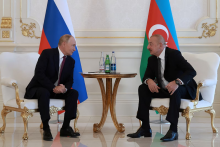 Ruský prezident Vladimir Putin a azerbajdžanský prezident Ilham Alijev. FOTO: Reuters