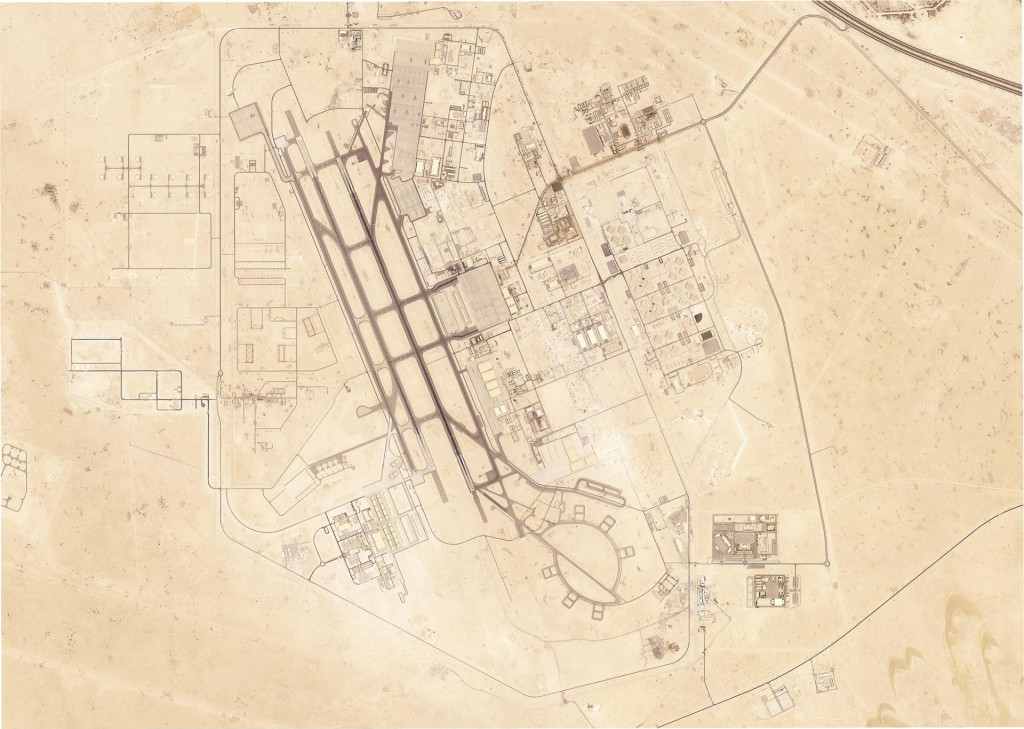 Satelitný záber, ktorý ukazuje americkú vojenskú základňu al-Udajd pri Dauhe v Katare. FOTO: TASR/AP