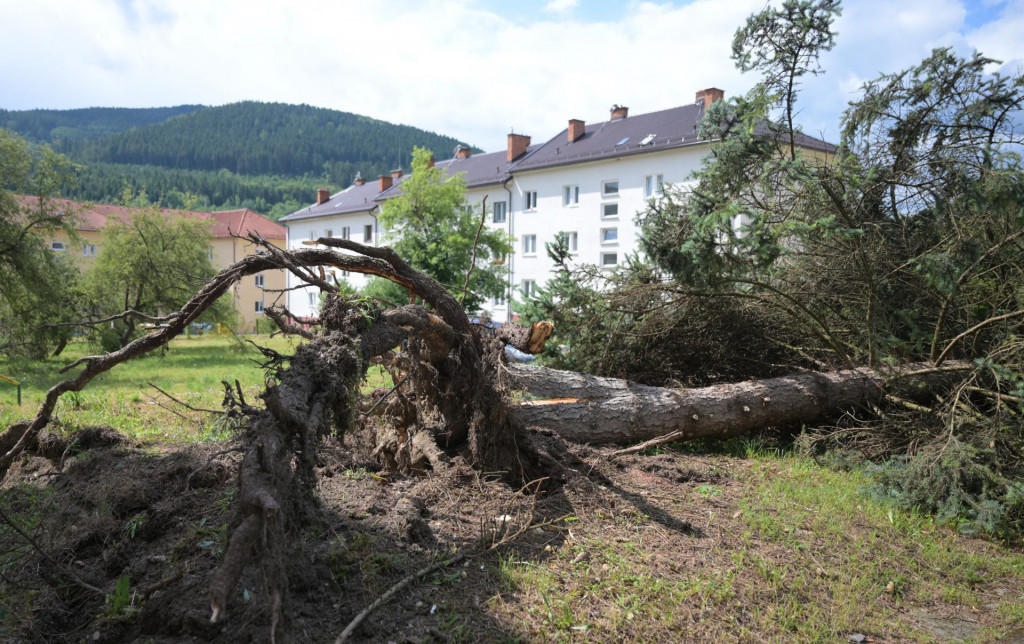 Veterná smršť zanechala v pondelok 7. júla 2025 v meste Gelnica a okolí vážne škody. FOTO: TASR/F. Iván
