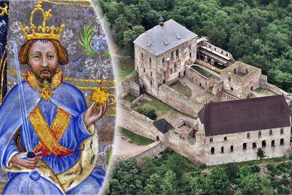 Hrad Točník dal na konci 14. storočia postaviť kráľ Václav IV. (vľavo, na miniatúre z Biblie Václava IV.) a využíval ho, keď hľadal pokoj.