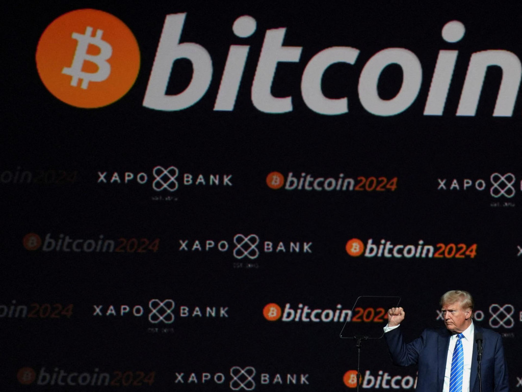 Americký prezident Donald Trump na konferencii o kryptomenách a bitcoine v Nashville, Tennessee. FOTO: REUTERS