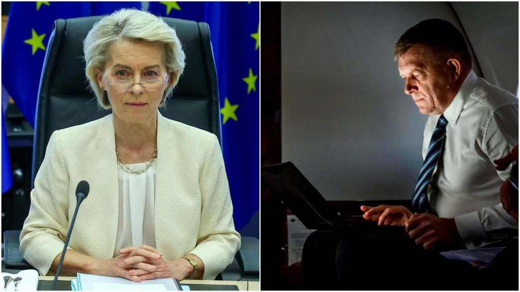 Robert Fico a Ursula von der Leyenová. FOTO: Reuters/Facebook Roberta Fica