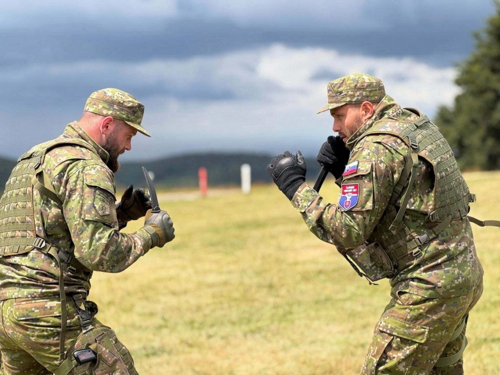 Na výcviku sa zúčastňuje aj MMA zápasník Vlasto Čepo a poslanec za Smer Richard Glück. Obaja sú na snímke. FOTO: HN/Akos Cséplö