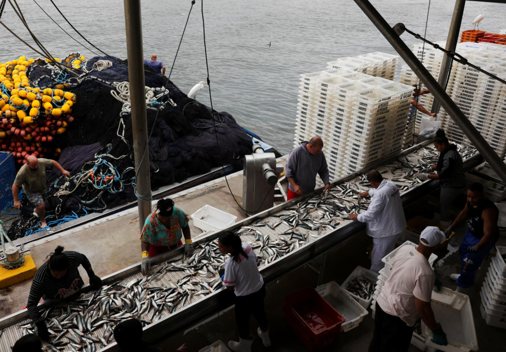 Robotníci na rybárskej lodi v Niteroi neďaleko Rio de Janeiro v Brazílii. FOTO: REUTERS