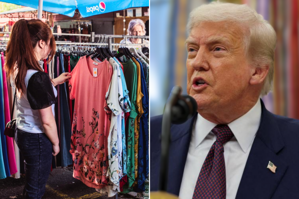 Trhovisko na Miletičovej ulici v Bratislave je plné tovaru z Ázie. Trumpove clá môžu spôsobiť pokles ich cien. FOTO: HN/Miroslava Spodniaková, Reuters; Koláž: HM