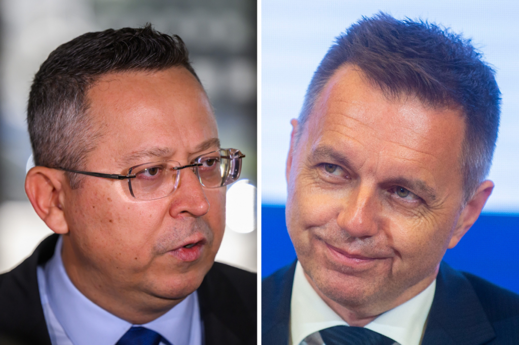 Minister financií Ladislav Kamenický a guvernér NBS Peter Kažimír. FOTO: Koláž HN/TASR