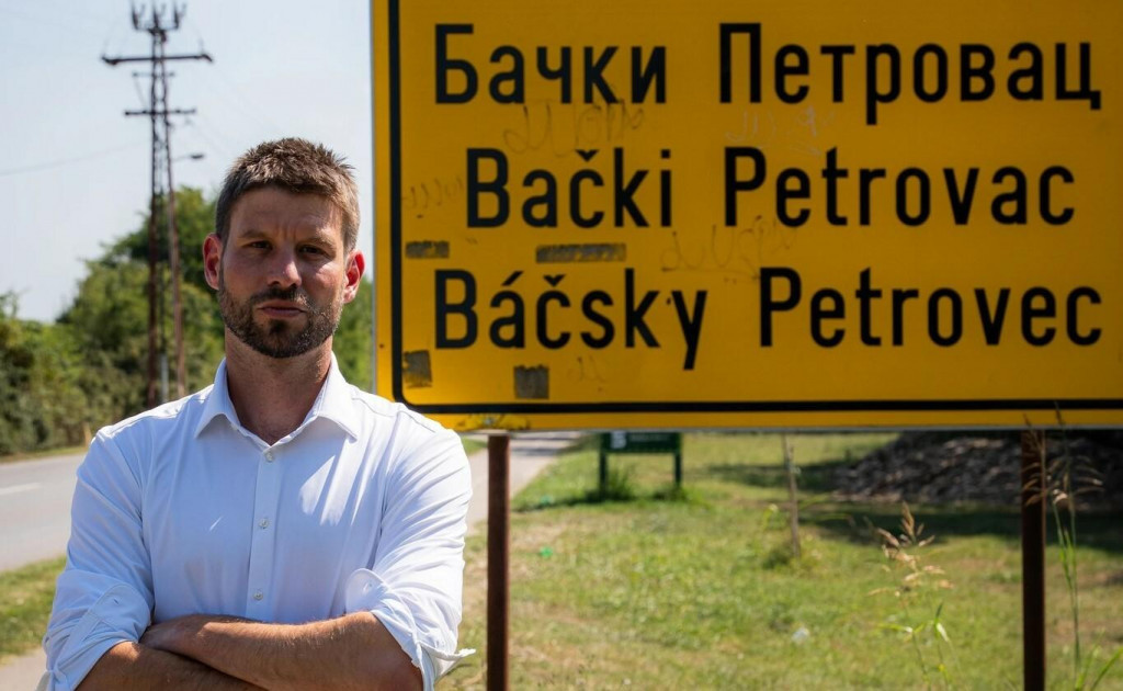 Predseda PS Michal Šimečka v Báčskom Petrovci. FOTO: FB/Michal Šimečka