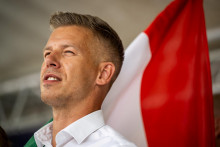 Predseda maďarskej mimoparlamentnej strany TISZA (Rešpekt a sloboda) Péter Magyar. FOTO: Reuters