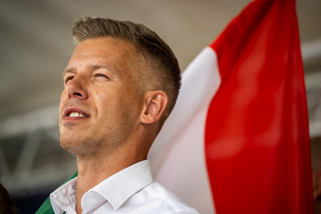 Predseda maďarskej mimoparlamentnej strany TISZA (Rešpekt a sloboda) Péter Magyar. FOTO: Reuters