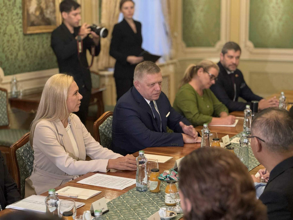 Robert FIco na stretnut&iacute; so z&aacute;stupcami spoločnosti GIB. FOTO: HN/Akos Cs&eacute;pl&ouml;