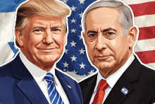 Koláž amerického prezidenta Donalda Trumpa s izraelským premiérom Benjaminom Netanjahuom. FOTO: iDNES.cz/Tomáš Ratner